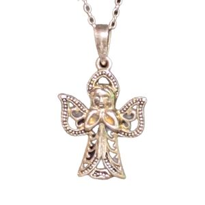 Sterling Silver Praying Angel Necklace